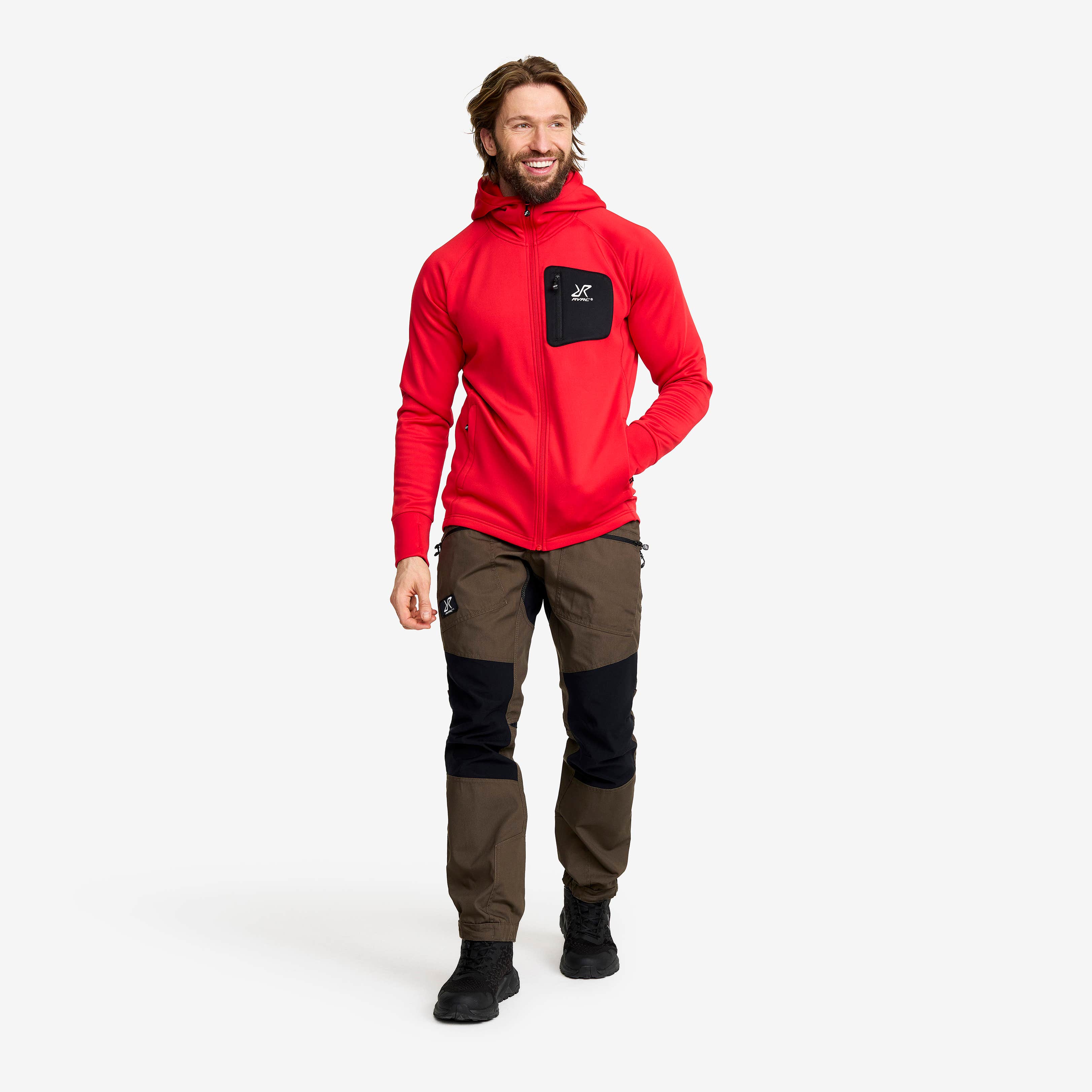 Evolution Stretch Fleece Hoodie Herre Mars Red