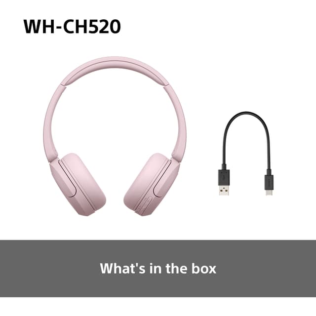 Sony WH-CH520 trådløse on-ear høretelefoner (pink)
