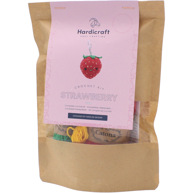 Hardicraft Häkelset Schlüsselanhänger Erdbeere, assortiert