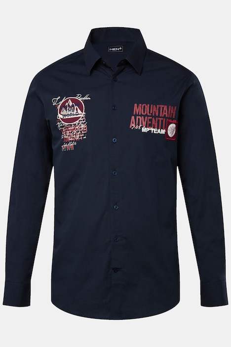 Men+ Hemd, Langarm, Kentkragen, Brustprint, Comfort Fit, bis 8 XL
