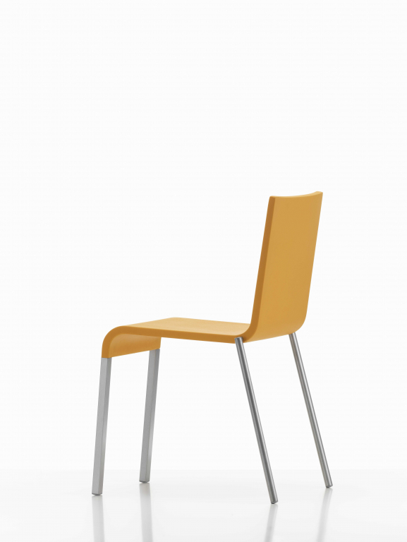 Vitra .03 stoel met gep. onderstel zilver stapelbaar donkergroen