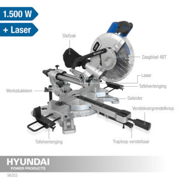 Hyundai telescopische afkortzaag / verstekzaag 1500W