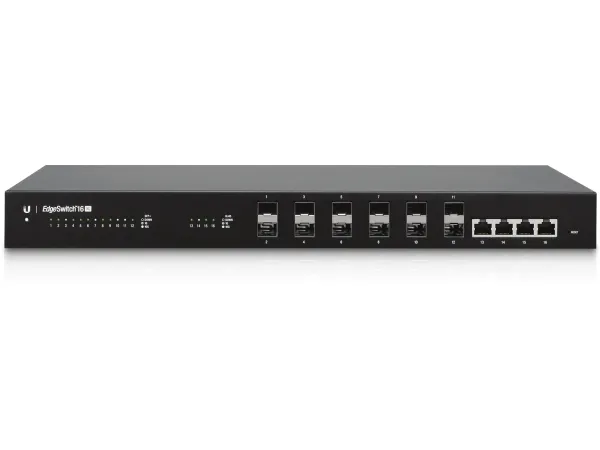 Ubiquiti EdgeSwitch ES-16-XG - Switch - L3 - Administreret - 12 x 10 Gigabit SFP    4 x 10 Gigabit Ethernet - monterbar på stativ - AC 120/230 V / DC 16 - 25 V
