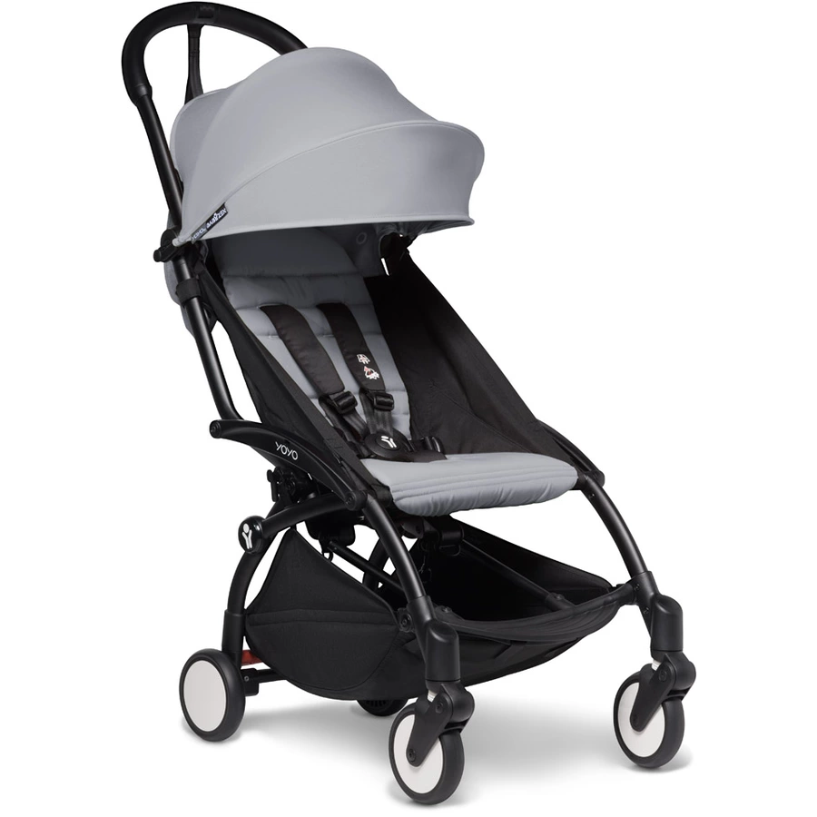 BABYZEN Kinderwagen YOYO2 0+ Black mit Liegewanne und Textilset Stone