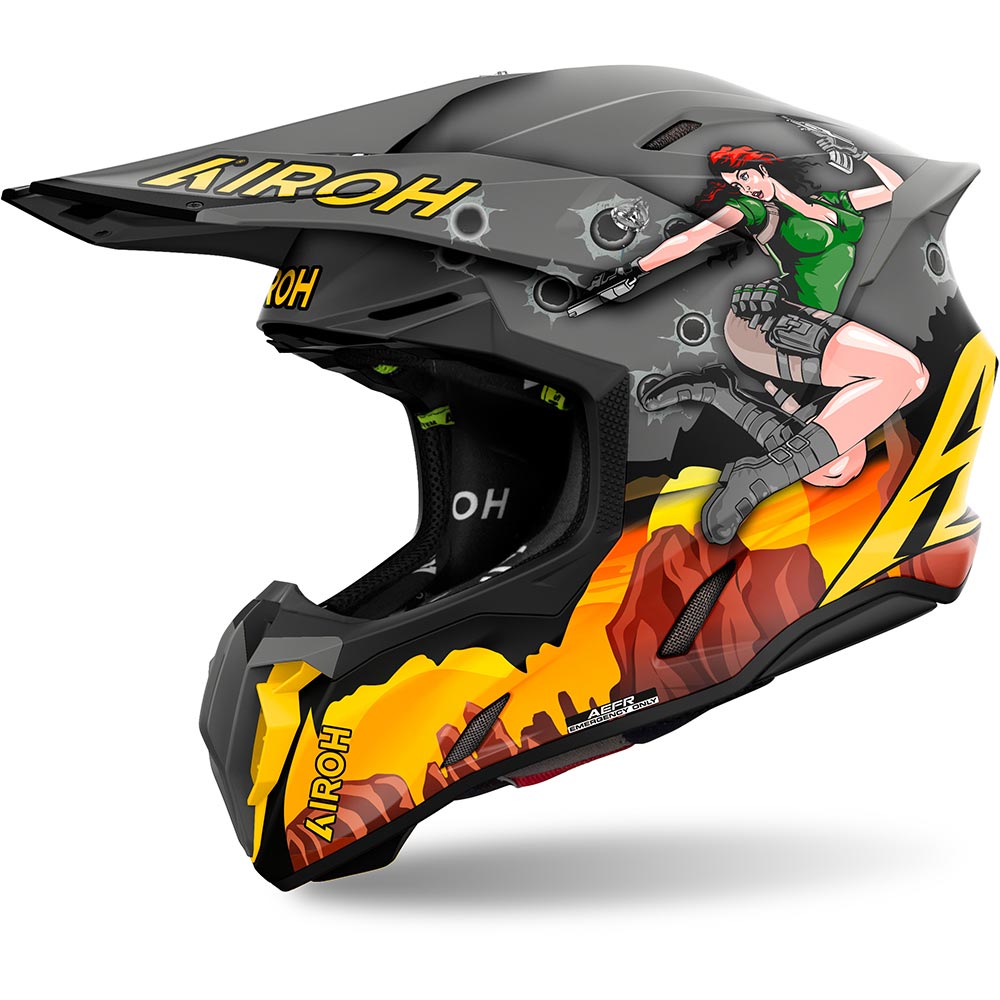 Airoh - Casque Twist 3 Adventure Gris / Jaune / Vert / Mat
