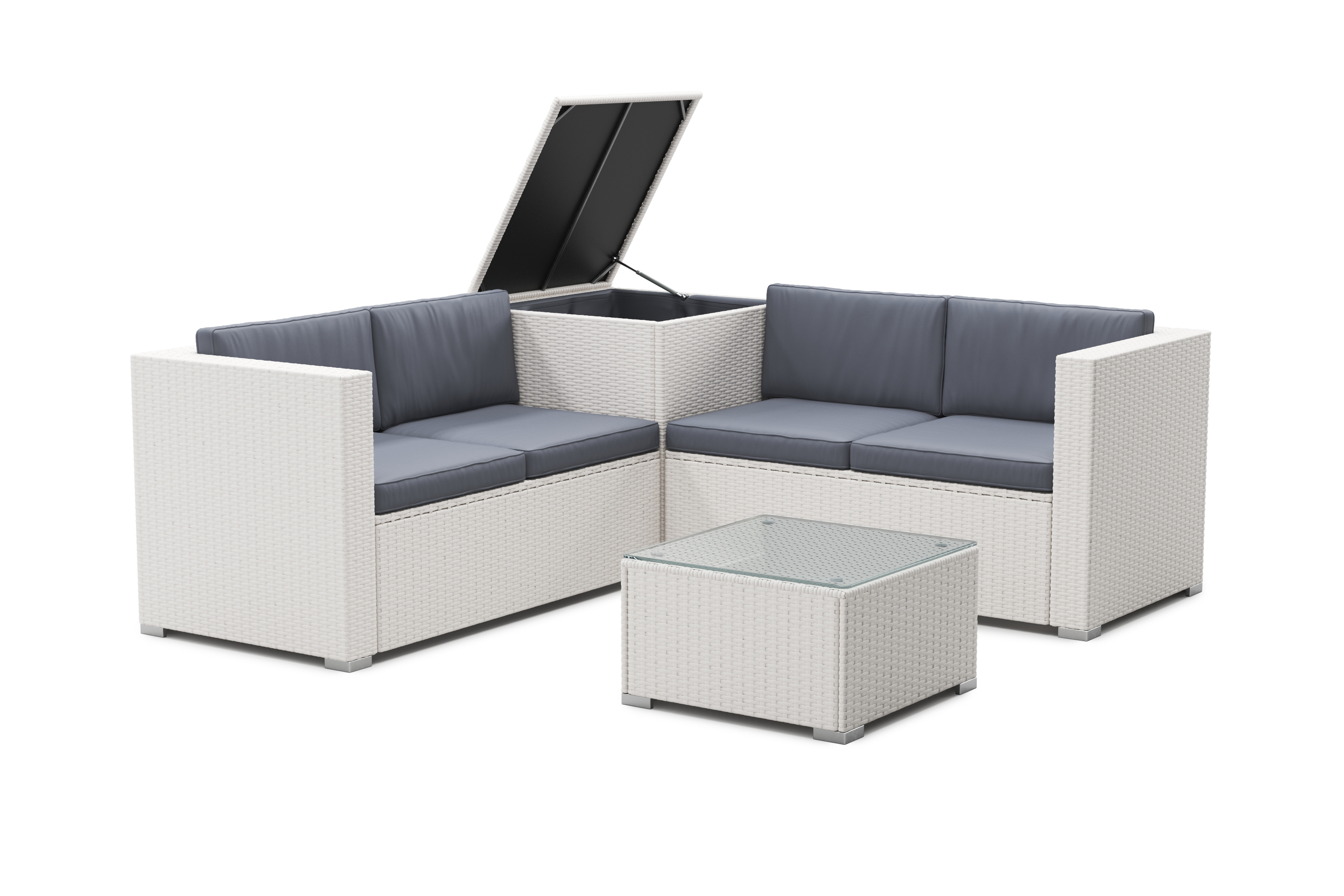 Rattanlounge SAN MARINO weiss/anthrazit