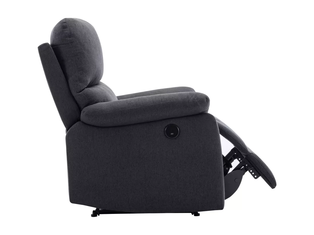 Canapé 3 places, 2 places et fauteuil relax électrique en tissu gris anthracite LUNANO