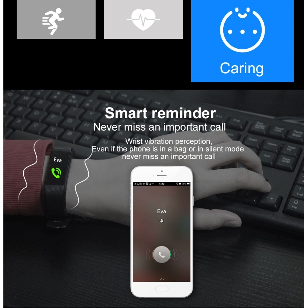 Fitness Tracker Bluetooth Sport Smart Watch Herzfrequenzüberwachung - Lila