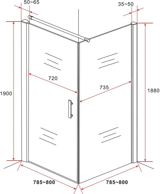 BWS - Goodkoop - Douchecabine - Vierkant 80x80 cm - 6mm Helder Glas met Nanocoating