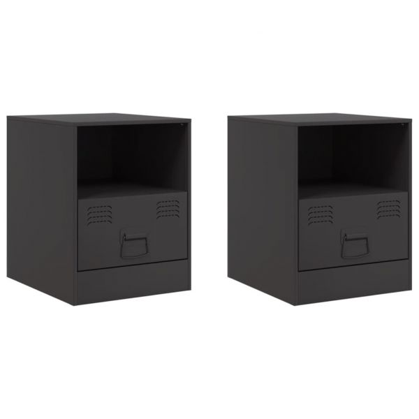 Mesa de Cabeceira 2 Peças 34,5x39x44 cm Aço Preto - 1789028462
