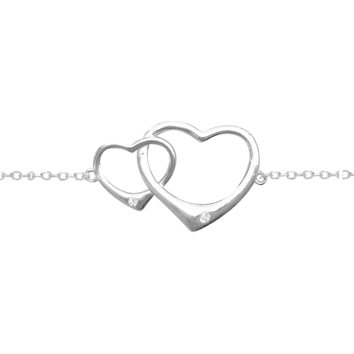 Bracelet coeur en argent 925 rhodié et oxyde de zirconium