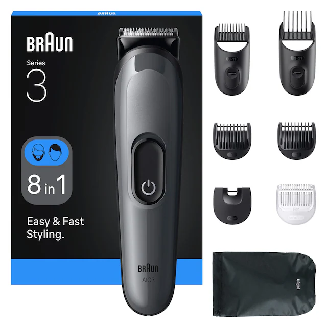 Braun Haarschneider »All-in-One Series 3, 8in1 Pflegeset« ultrascharfe Klinge, 14 Längeneinstellungen, 50 Min Akkulaufzeit