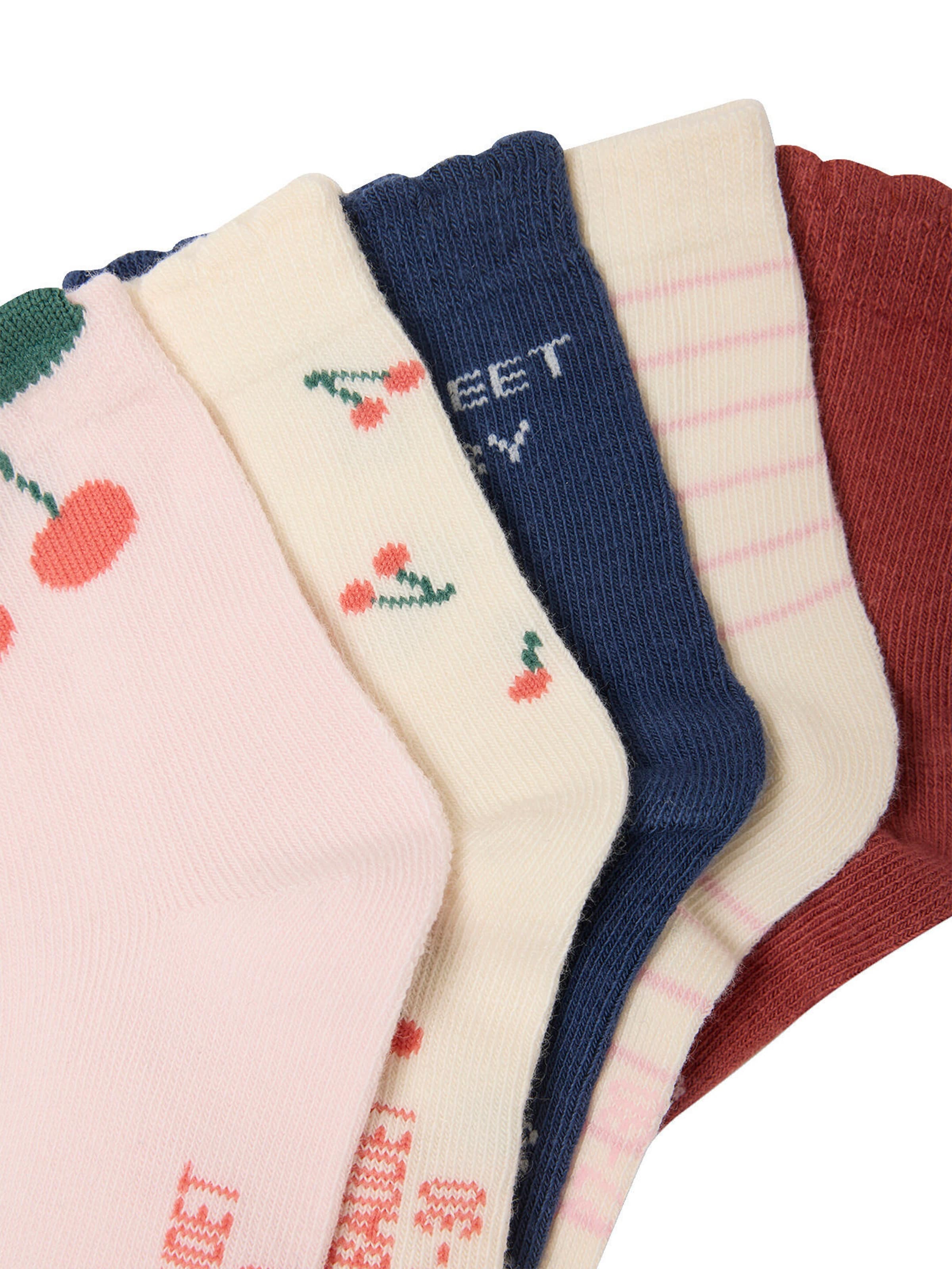 Vertbaudet 5er-Pack Mädchen Socken Kirschen indigo-blau