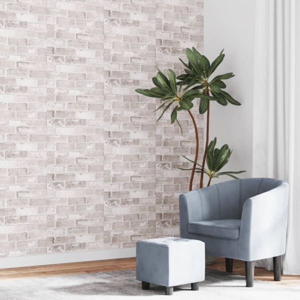 vidaXL Papel de Parede 3D com Padrão de Tijolo Cinzento - 22976191