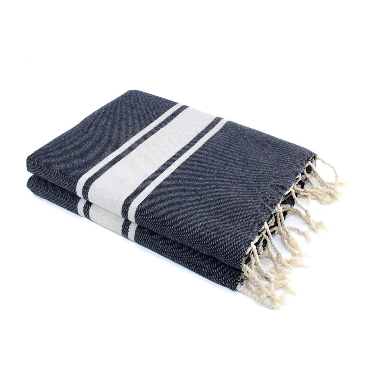 Febronie Fouta Famiglia XXL St Tropez Rayure Classique bleu jean - 200x200 cm