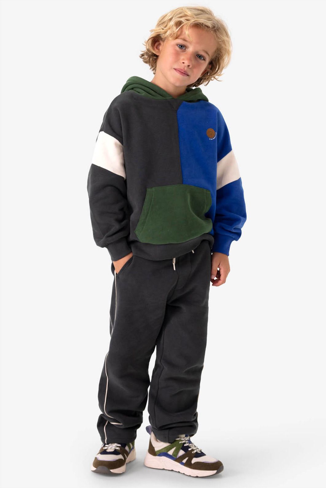 Oversized colourblock hoodie met artwork