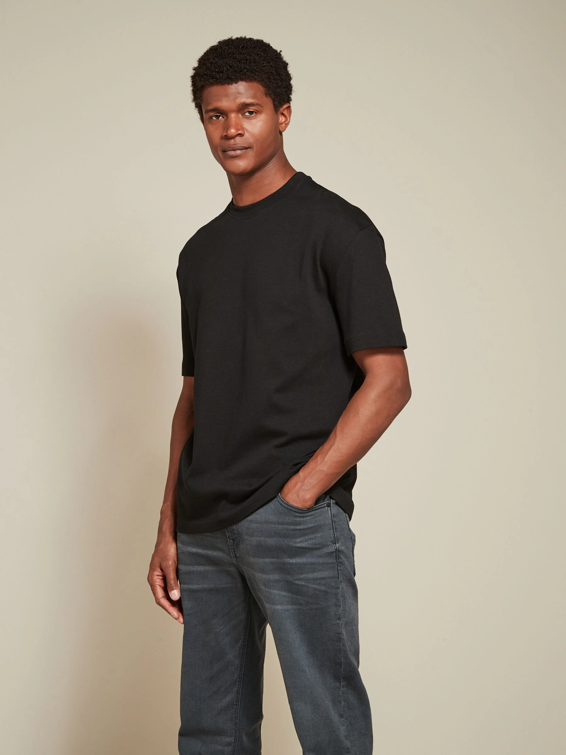 Wit/zwart/marineblauw - Relaxed fit - Verpakking van 3 T-shirts van zware stof