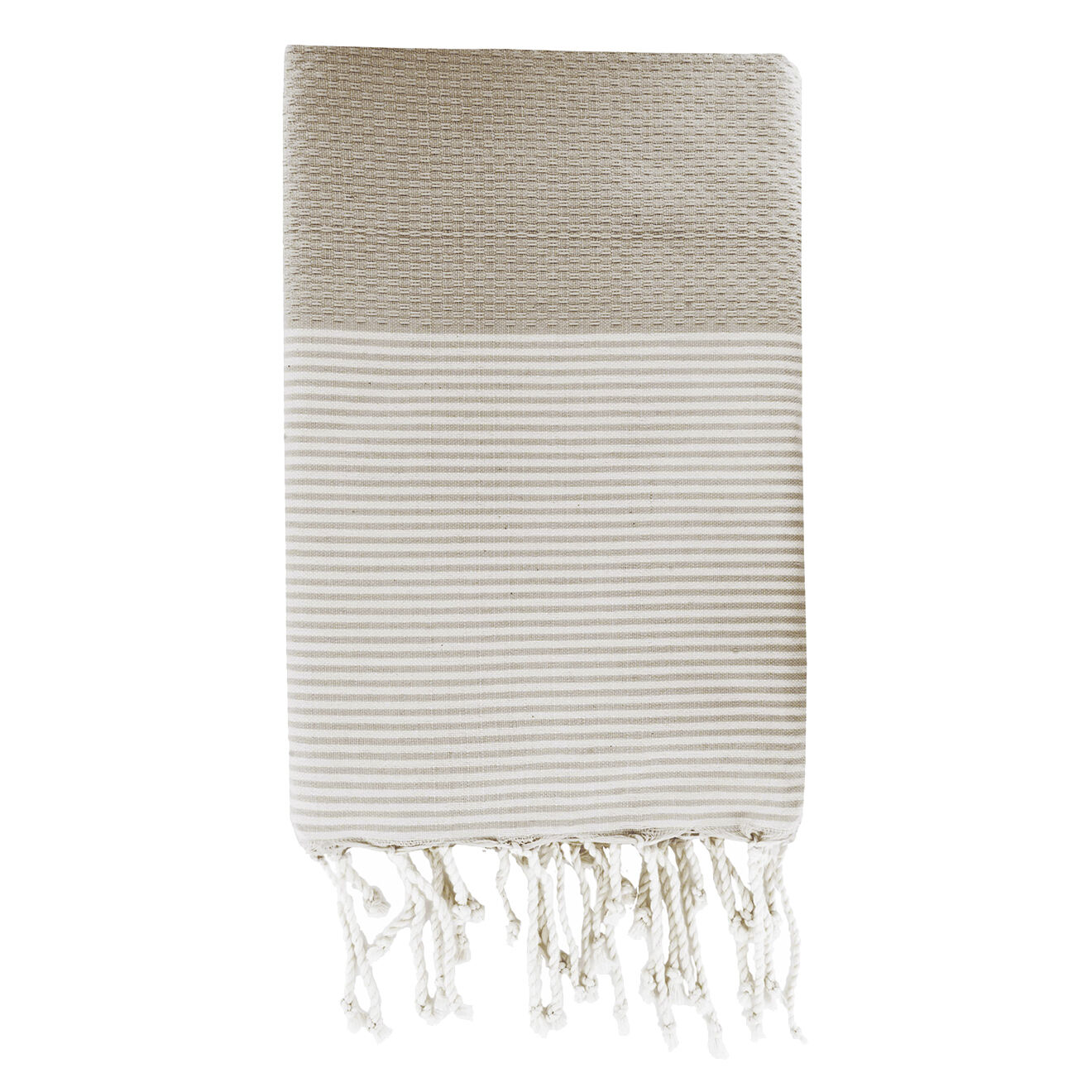Febronie Fouta Nid d'Abeille Ibiza taupe clair/blanc - 100x200 cm