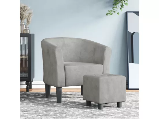 Chaise cabriolet avec repose-pied gris clair velours