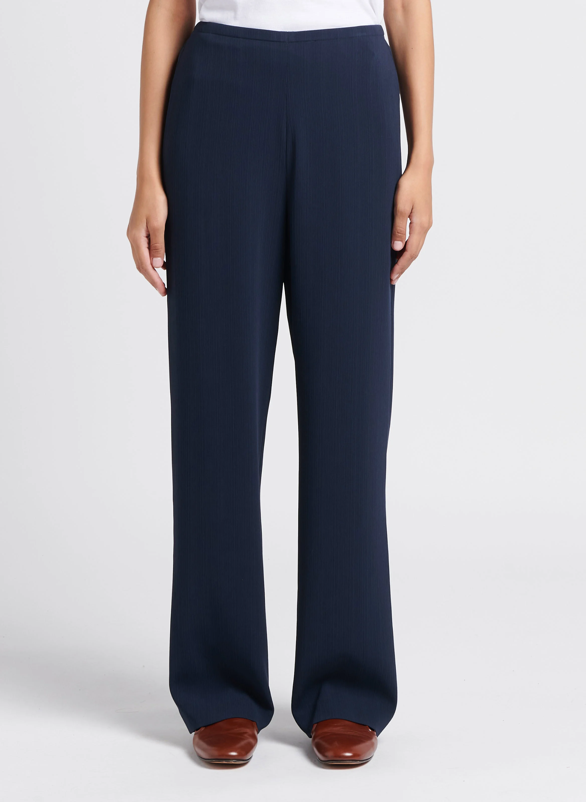 Pantalon taille haute large | Bleu