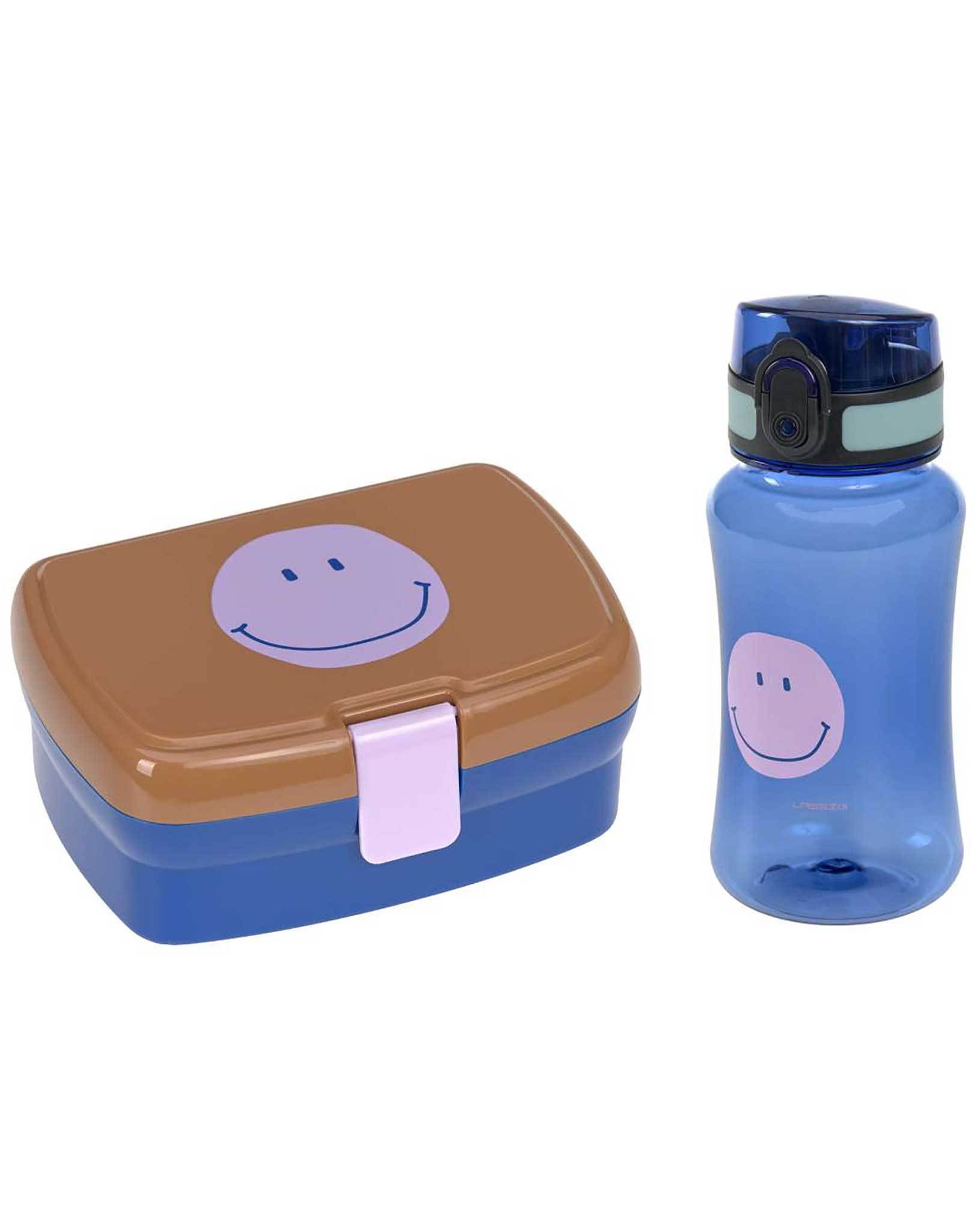 Lunch-Set LITTLE GANG - SMILEY 2-teilig in caramel/blue