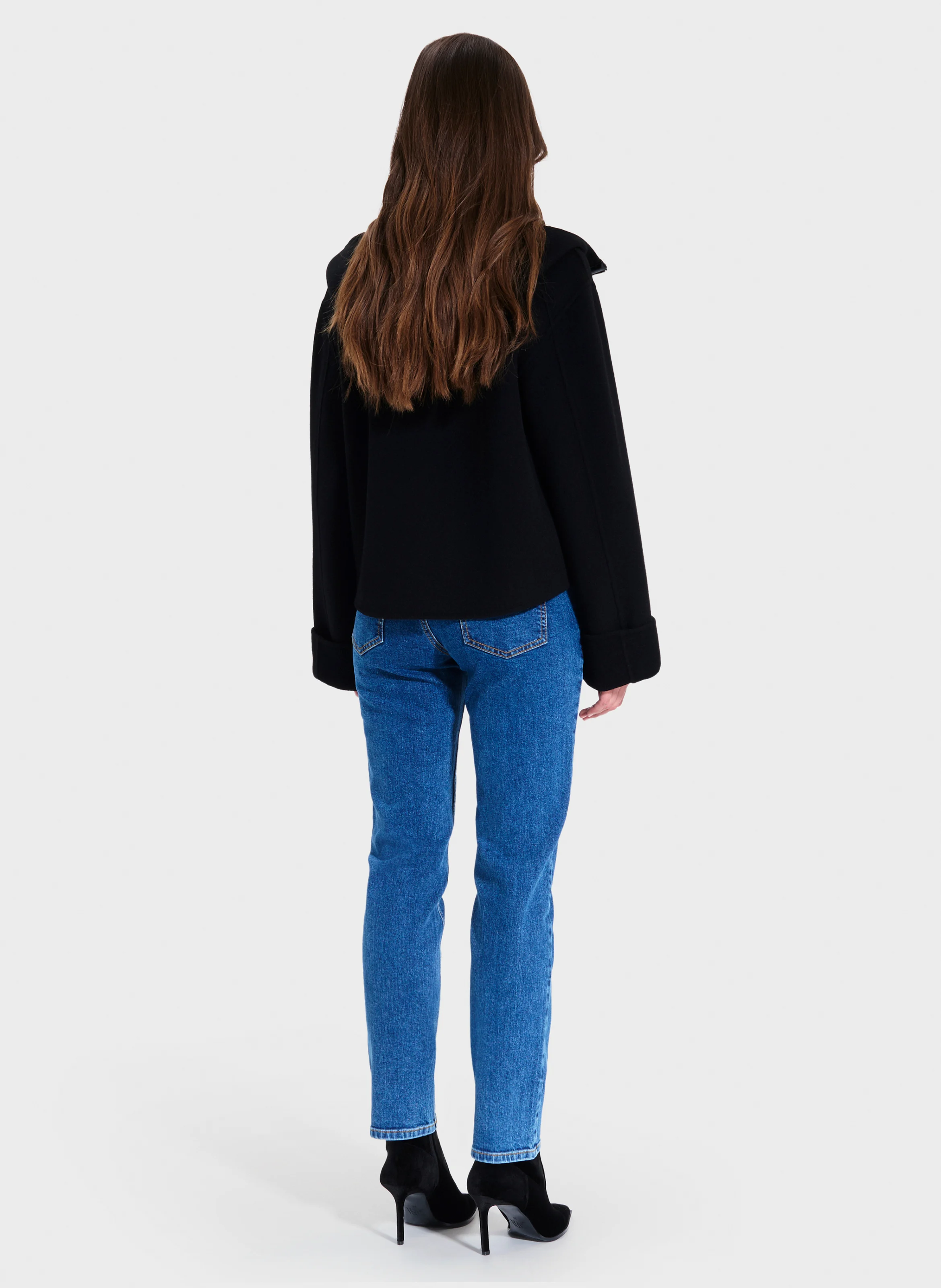 MARJY - Veste col montant en laine mélangée | Noir