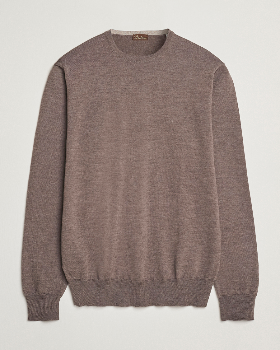 Stenströms Merino Patch Crew Neck Brown