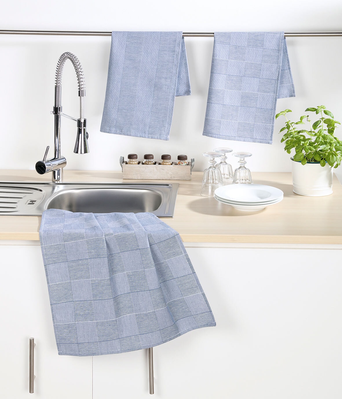 GÖZZE 4er-Pack Geschirrtücher Blau 50x70 cm