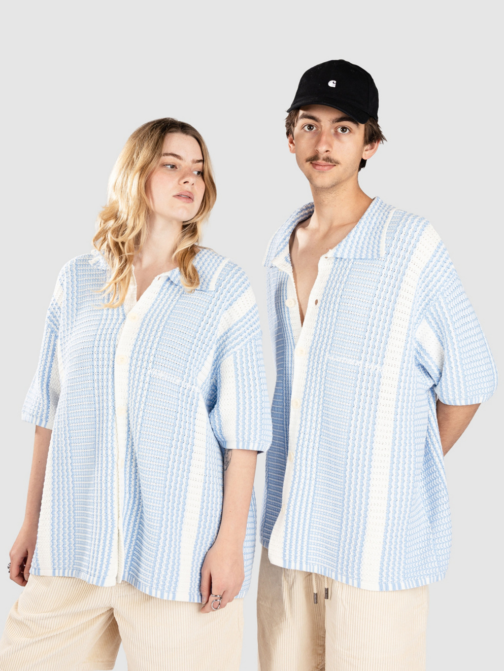 Another Cotton Lab Oversized Mesh Knit Summer Shirt blue