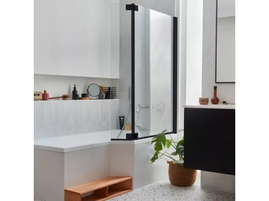 Pack baignoire bain douche antidérapante 180 x 90 JACOB DELAFON Neo blanc mat - v.droite + pare bain noir mat