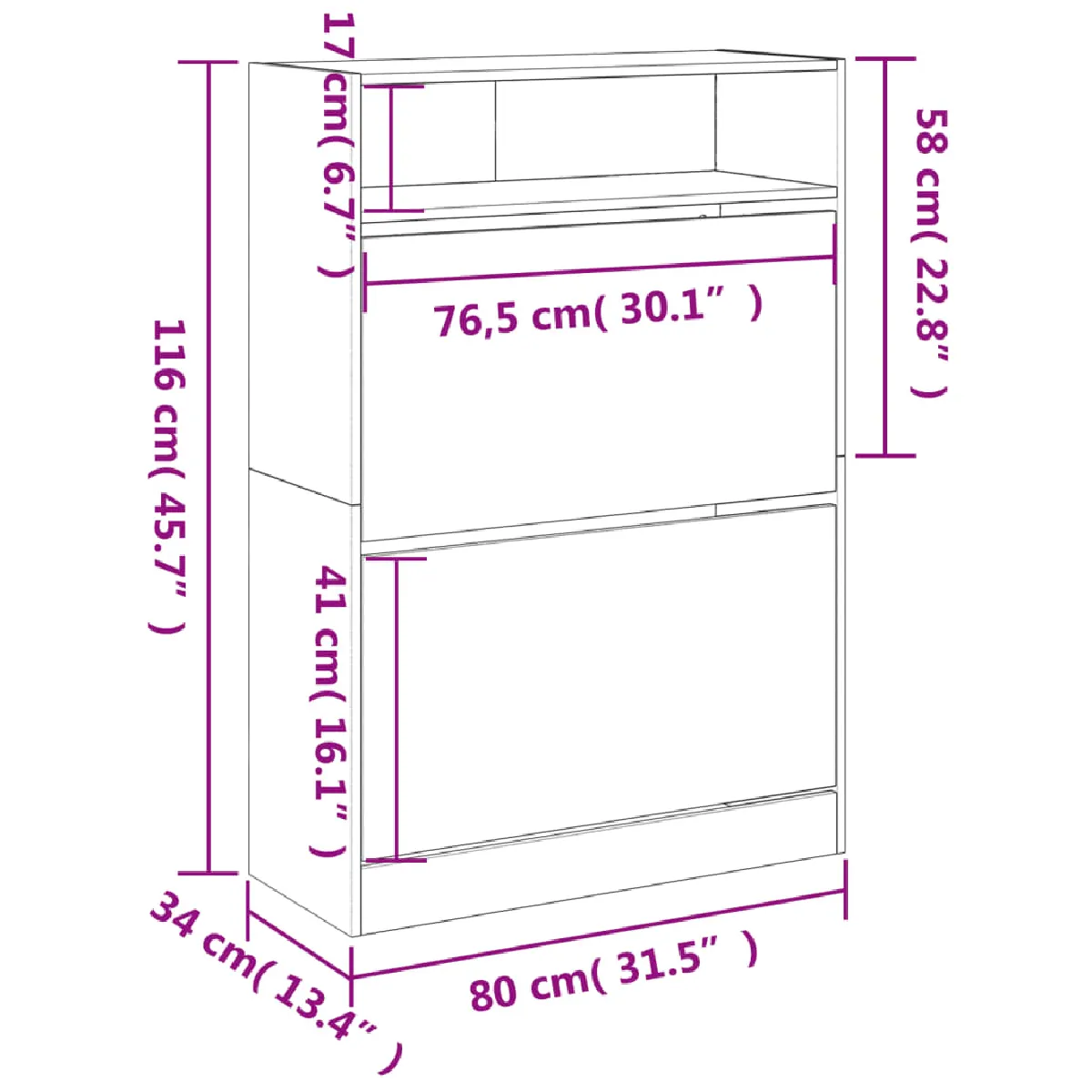 vidaXL Armoire à chaussures 2 tiroirs
