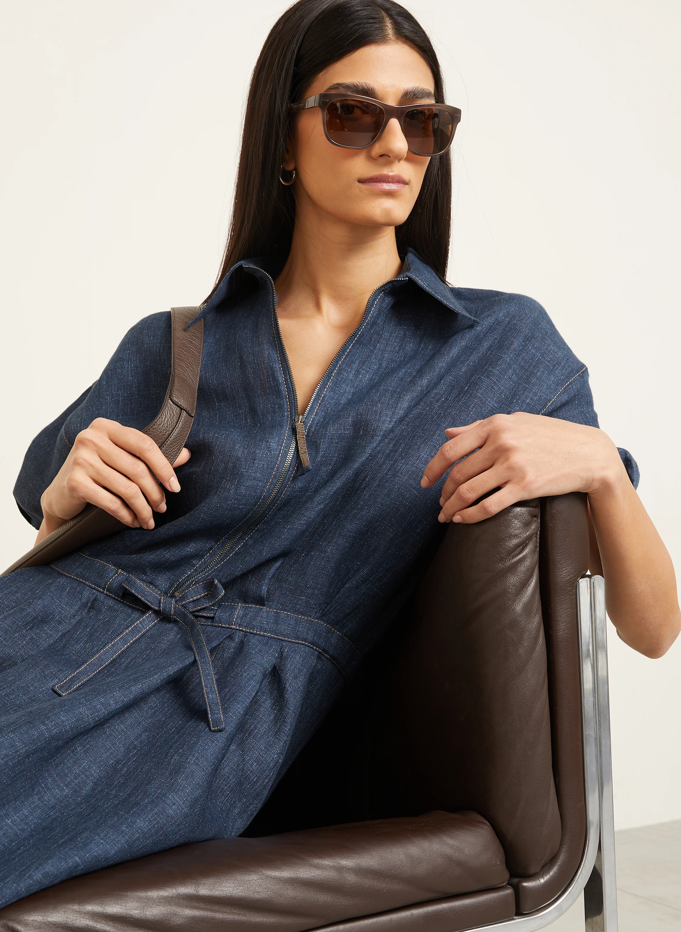BRUNELLO CUCINELLI Hemdblusenkleid aus Leinen