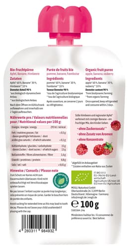 Mogli Bio Quetschie Himbeere mit Apfel und Banane