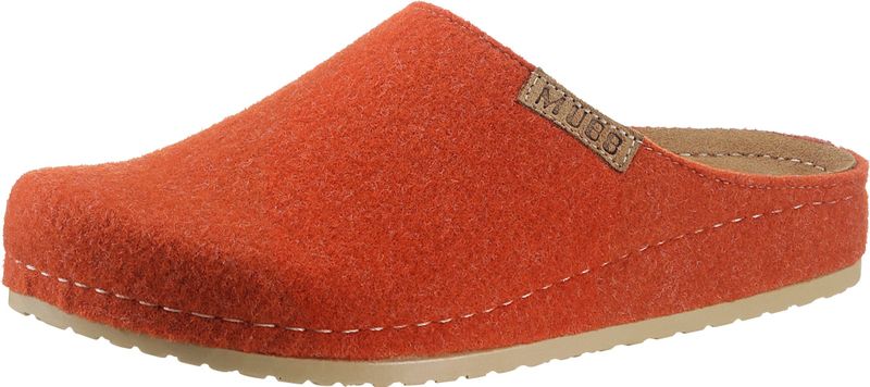 Pantoffels - Oranje - Wol - Leer Binnenzool - Licht Profiel Loopzool