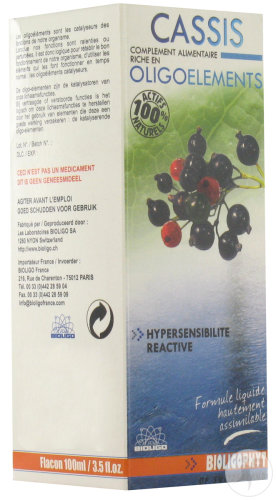 Bioligophyt Bioligo Cassis Complément Alimentaire Riche En Oligoéléments Gouttes Flacon 100ml