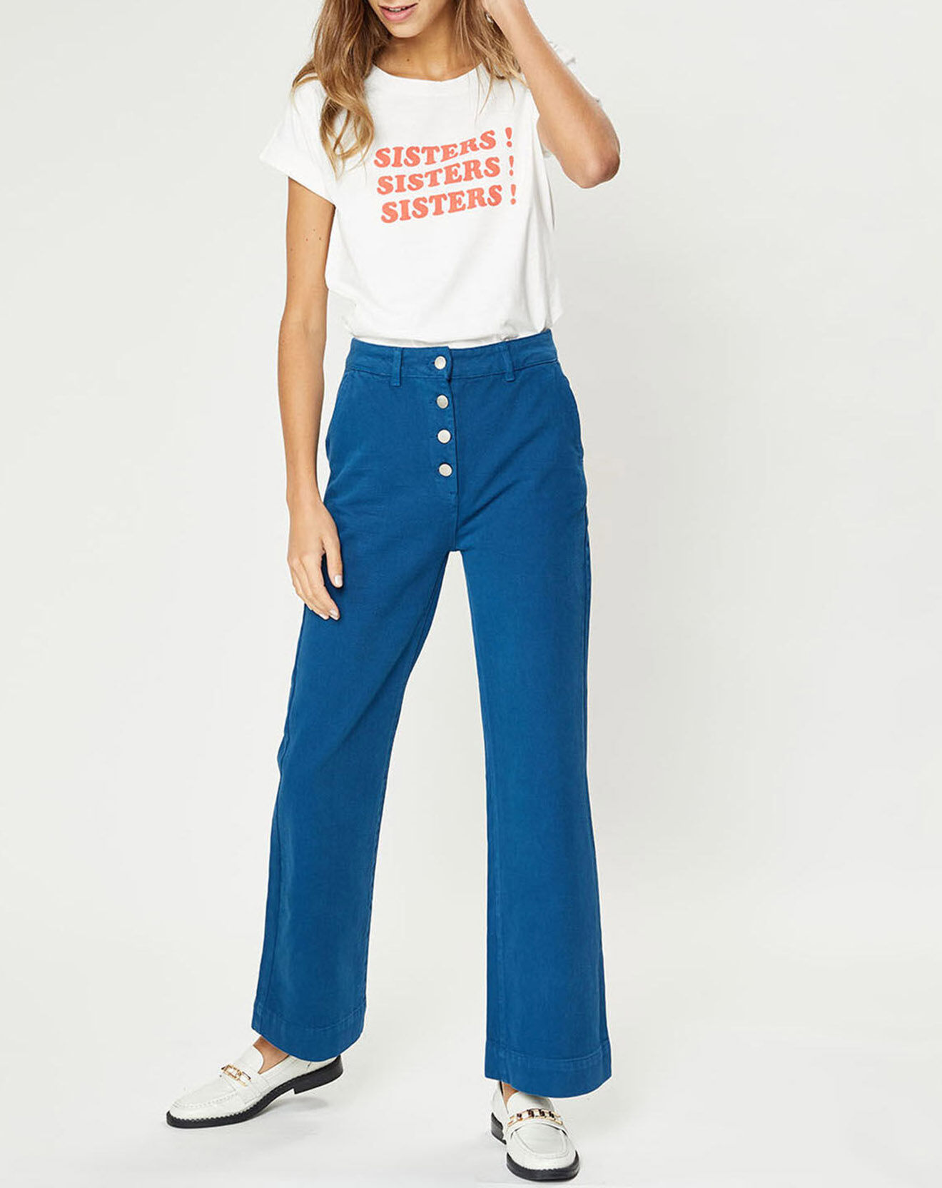 Galeries Lafayette T-Shirt en Coton Bio Sisters blanc