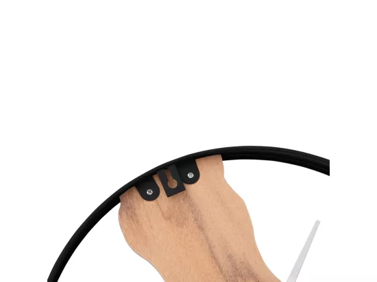 Horloge murale marron Ø35 cm fer et bois de chêne