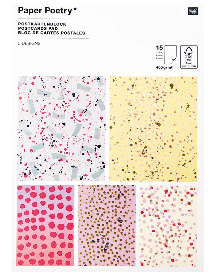 Postkarten-Block CRAFTED NATURE 15-teilig in neon/glitter