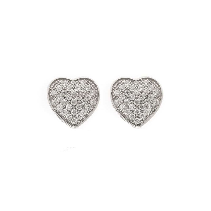 Boucles D'oreilles Coeur Argent Avec Pierres Zirconium