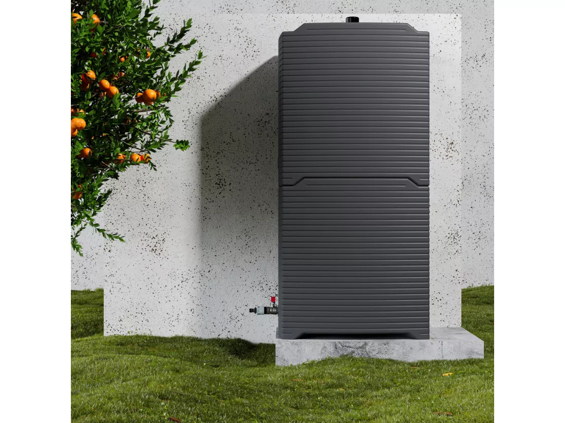 Lot de 2 récupérateurs d'eau 126L + Kit de Jumelage Vertical