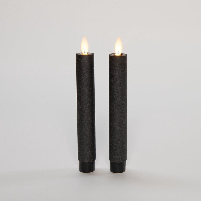 Anna's Collection LED dinerkaarsen - 2x st - zwart - 18 cm - met afstandsbediening