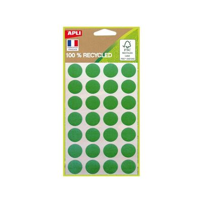 Apli Agipa - 168 Pastilles adhésives recyclées - vert - diamètre 15 mm - réf 101782