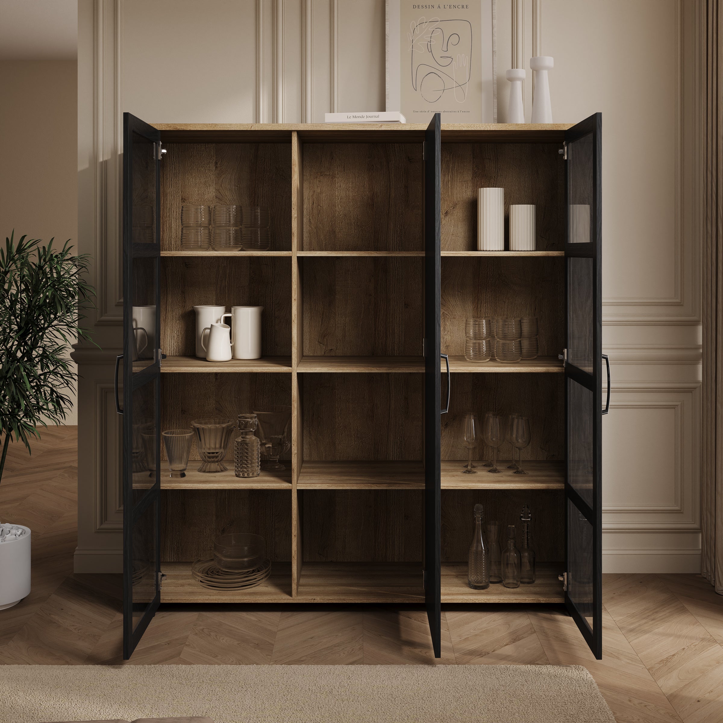 Borello - Buffetkast - Zwart - 151x42x161 cm