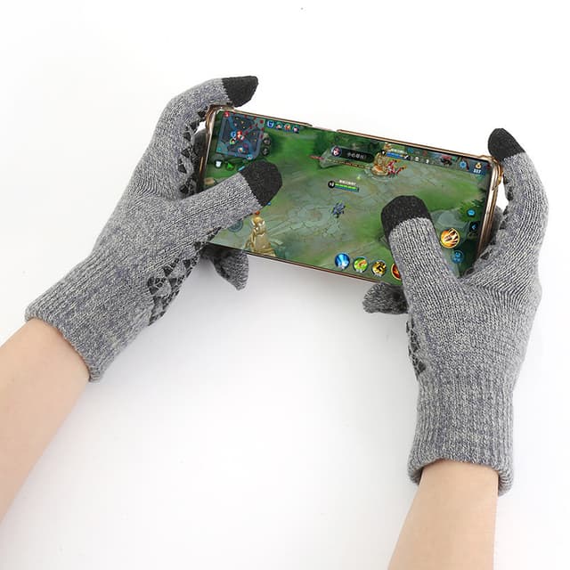 Varme touch-handsker vinterhandsker Grå/sort (one-size)