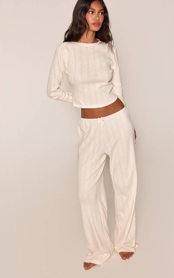 Crème Pantalon De Pyjama Pointelle Beurre