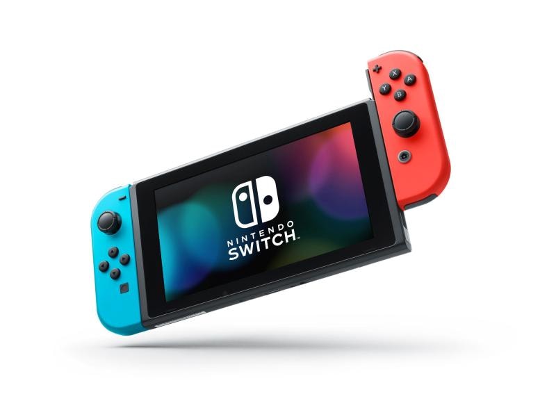 Nintendo Switch Rot/Blau inklusive Mario Party Superstars Die Spielkonsole für zu Hause und unterwegs
