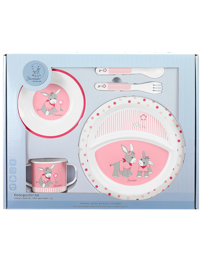 Kindergeschirr-Set EMMI GIRL 4-teilig in weiß/rosa