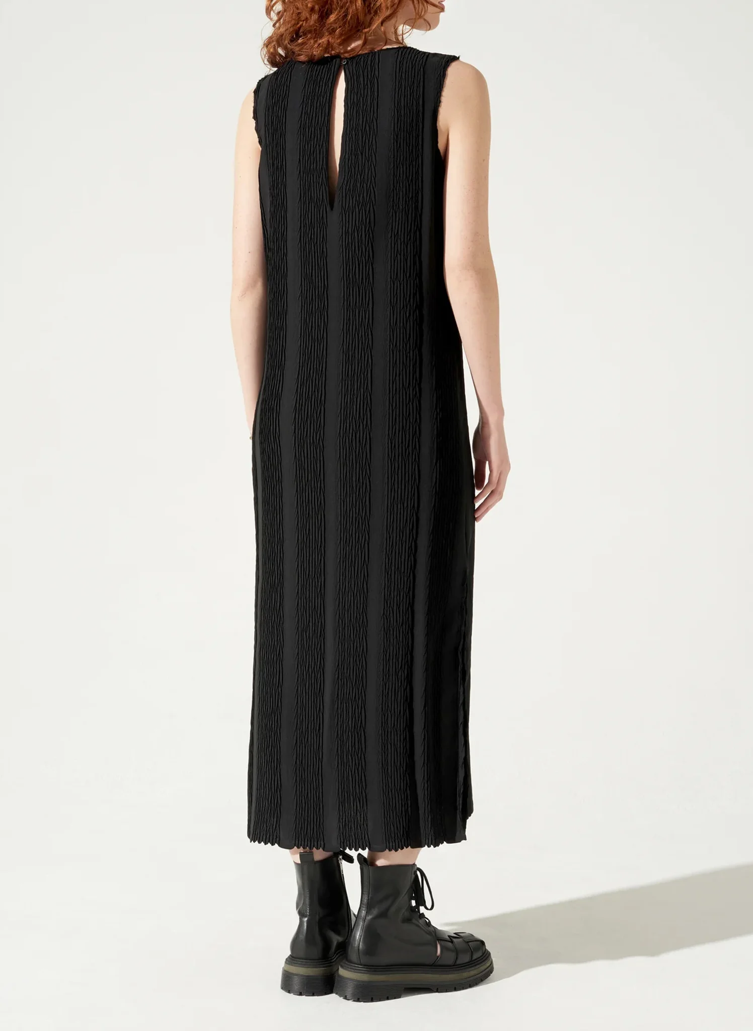 Robe midi droite en maille| Noir