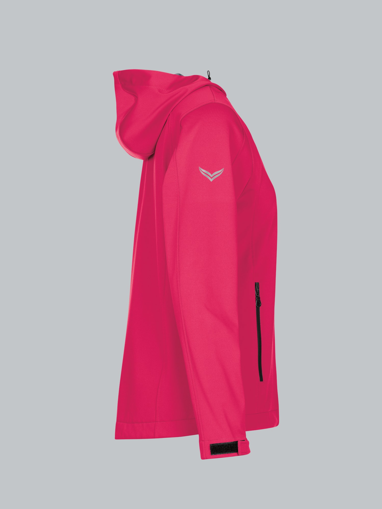 Taillierte Softshell–Kapuzenjacke Koralle