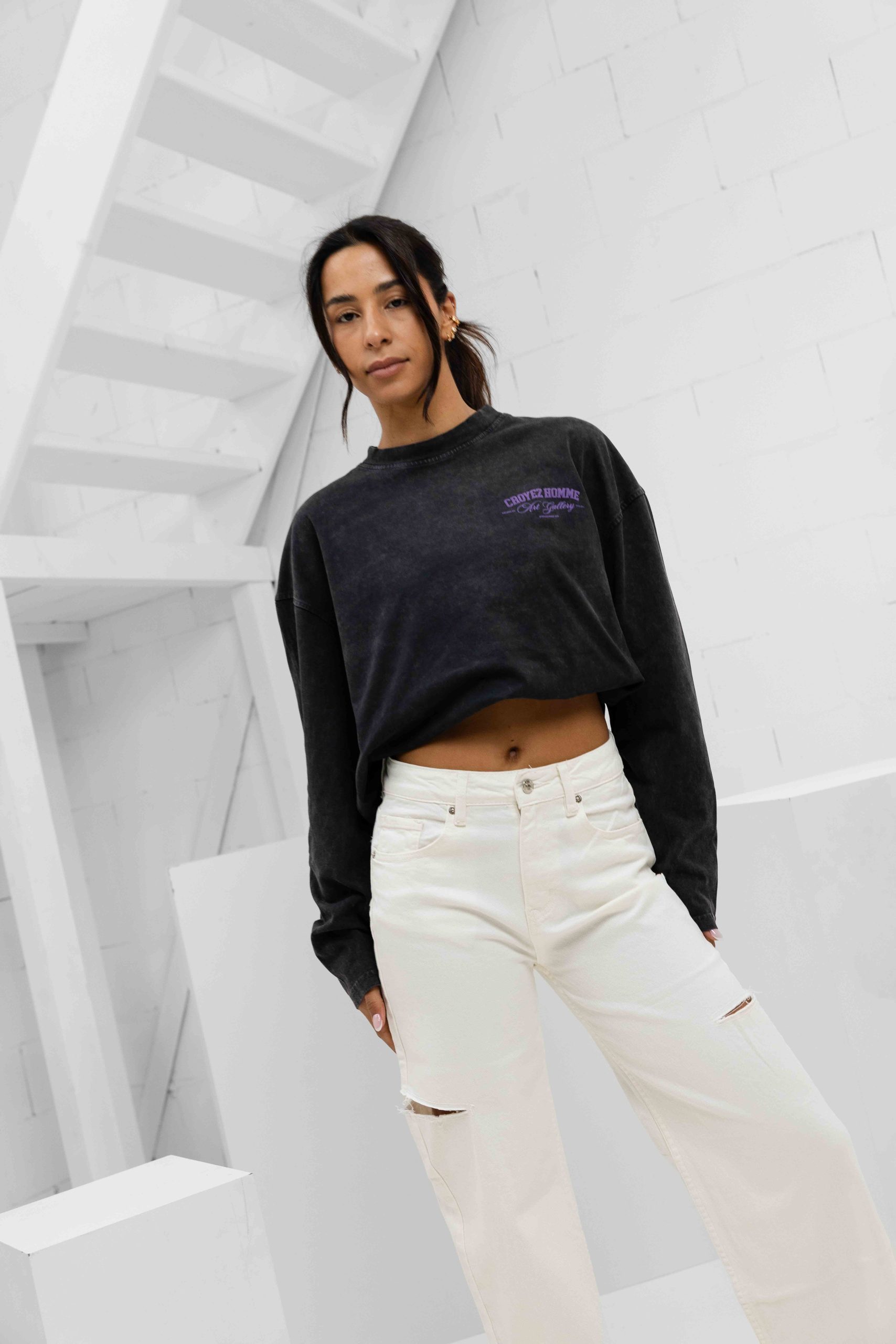 Croyez Art Gallery Longsleeve Dames Donkergrijs